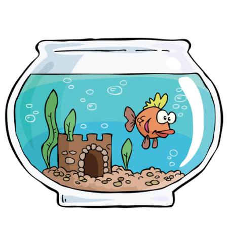 pesce, ciotola, swin, acqua, castello di sabbia Dedmazay - Dreamstime