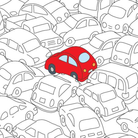 rosso, auto, marmellata, il traffico Robodread - Dreamstime