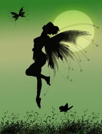 fata, verde, luna, volare, ali, farfalla Franciscah - Dreamstime