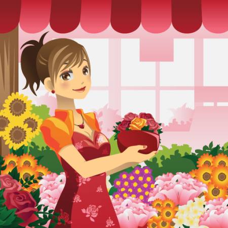 donna, fiori, negozio, rosso, ragazza Artisticco Llc - Dreamstime