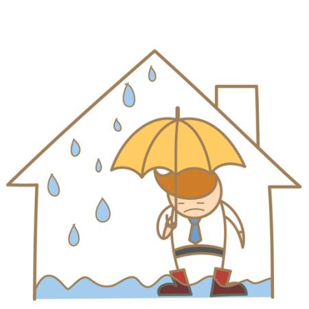 di acqua, perdita, uomo, ombrello, pioggia, casa Falara - Dreamstime