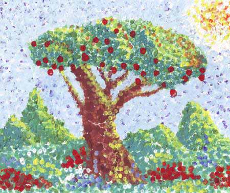 albero, frutta, rosso, giardino, pittura, arte Anastasia Serduykova Vadimovna - Dreamstime