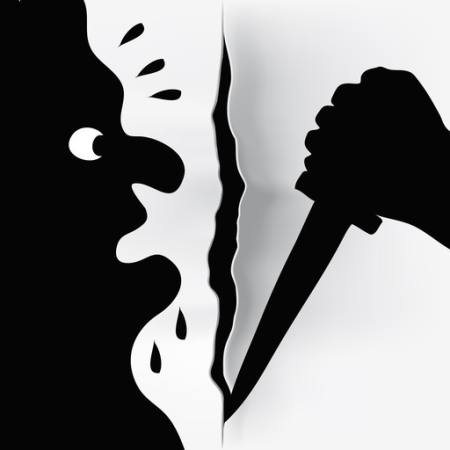 assassino, coltello, sfregiato, nero, mano, affilato, sudore Robodread - Dreamstime