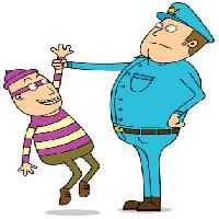 Pixwords L`immagine con di polizia, ladro, maschera, blu, l'arresto, l'uomo, gli uomini zenwae - Dreamstime
