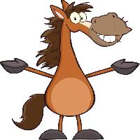 Pixwords L`immagine con cavallo, cartone animato, felice, animale Chudtsankov