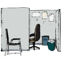 Pixwords L`immagine con ufficio, sedia, spazzatura, carta Eric Basir - Dreamstime
