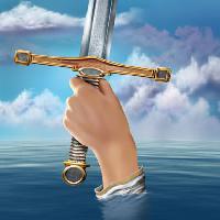 Pixwords L`immagine con spada, a mano, acqua, nuvole Paul Fleet - Dreamstime
