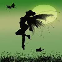 Pixwords L`immagine con fata, verde, luna, volare, ali, farfalla Franciscah - Dreamstime