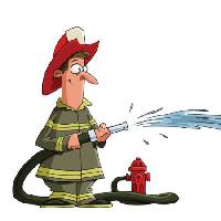 Pixwords L`immagine con il fuoco, l'uomo, hidrant, idrante, tubo, rosso, acqua Dedmazay - Dreamstime