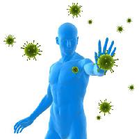 Pixwords L`immagine con virus, l'immunità, blu, uomo, ammalato, batteri, verde Sebastian Kaulitzki - Dreamstime