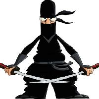Pixwords L`immagine con ninja, il nero, la spada, taglio, occhio, Dedmazay - Dreamstime
