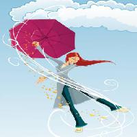 ombrello, ragazza, vento, nuvole, pioggia, felice Tachen - Dreamstime