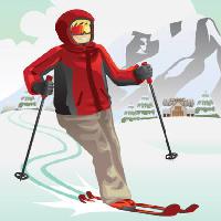 Pixwords L`immagine con sci, inverno, neve, montagna, resort, rosso Artisticco Llc - Dreamstime